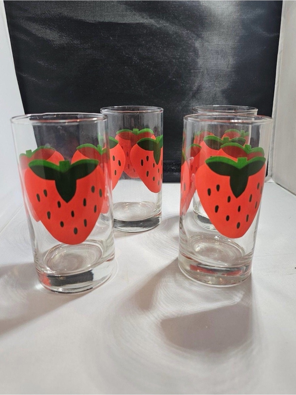 Strawberry Drinking Glasses Retro Vintage Indiana Glass 5.5" Decal